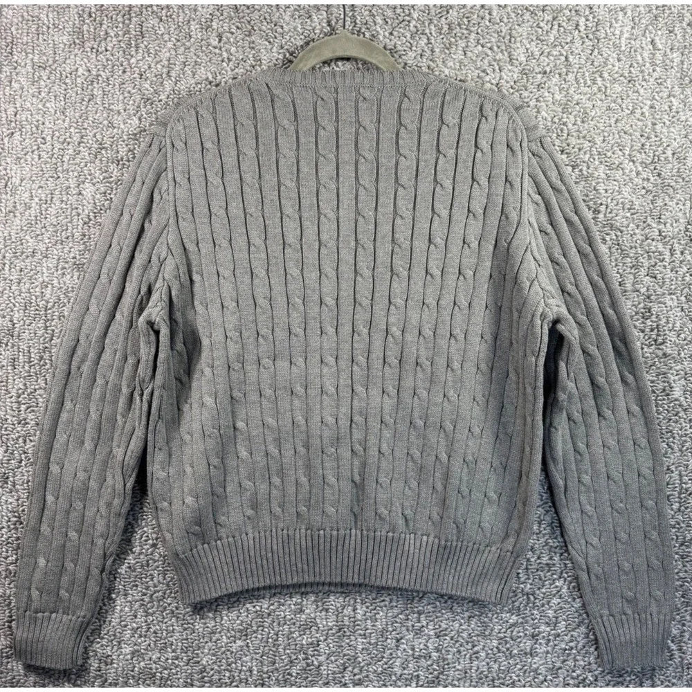 Polo Ralph Lauren Sweater Gray Cable Knit Crewneck Cotton Mens‎ XXL